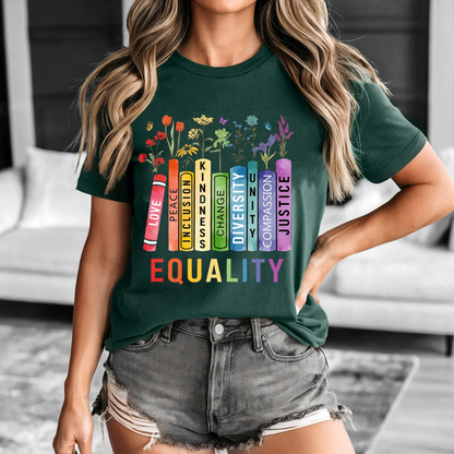 Equality Shirt, Book Flower Unisex T-shirt/Crewneck/Hoodie