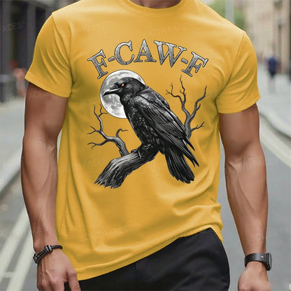 Black Crow, F-Caw-F Funny Black Bird Moon Gothic Adult Humor T-Shirt