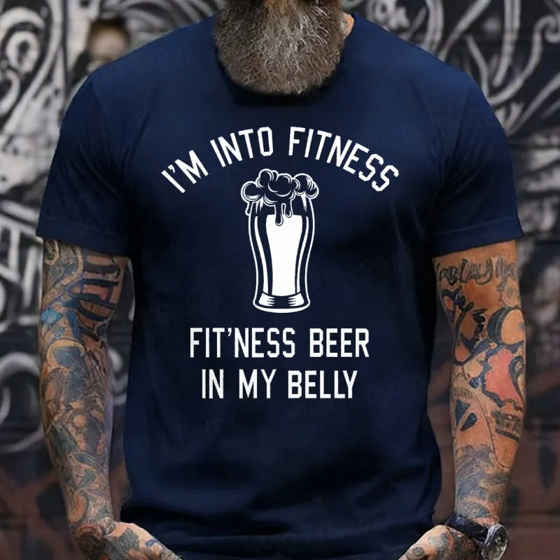 I'm Into Fitness Fitting This Beer in My Belly Graphic Men's T-Shirts
