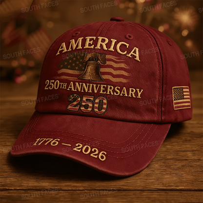 America 250th Anniversary 1776-2026 Embroidered Baseball Cap