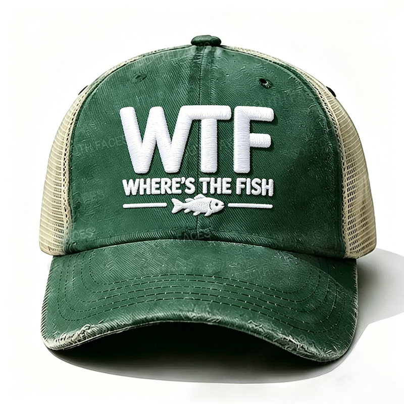 Embroidered ¡°WTF Where's The Fish¡± Trucker Cap