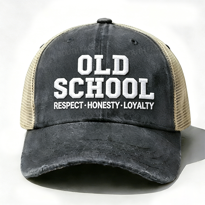 Embroidered ¡° Old School Respect,Honesty, Loyalty ¡± Trucker Cap