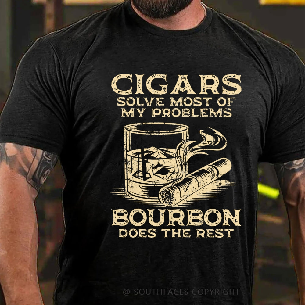 Cigars Solve Most Of My Problems Bourbon Solves The Rest T-Shirt