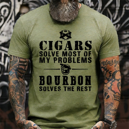 Cigars Solve Most Of My Problems Whiskey Does The Rest T-Shirt