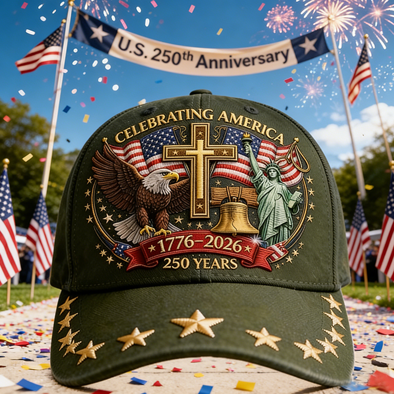 Eagle & Liberty & Cross United States 250th Anniversary 3D Embroidery Hat