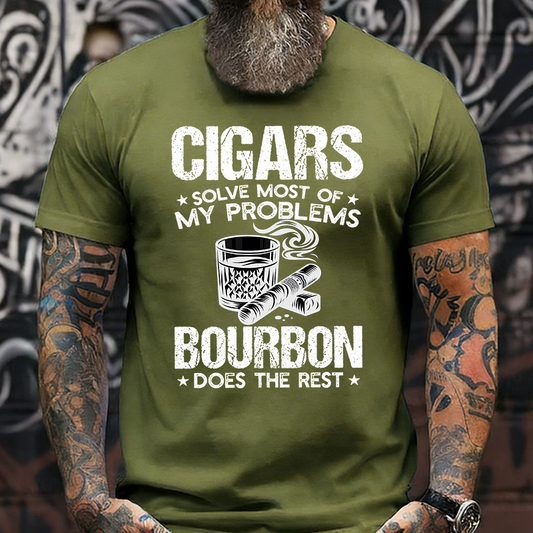 Cigars Solve Most Of My Problems Bourbon Does The Rest T-shirt
