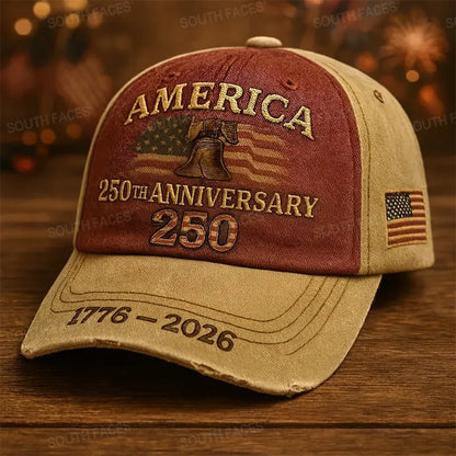 America 250th Anniversary 1776-2026 Embroidered Baseball Cap